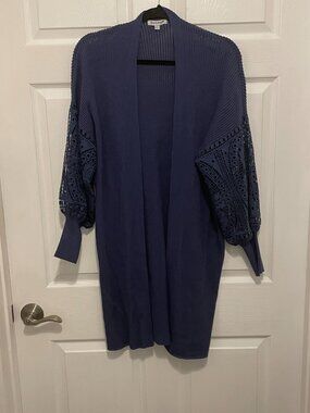 North Style Lace-Sleeve Open Front Cardigan- Medium